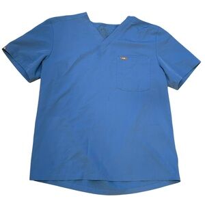 FIGS Scrub Top Mens XL Blue Shirt Nurse Technical Collection Pocket V Neck
